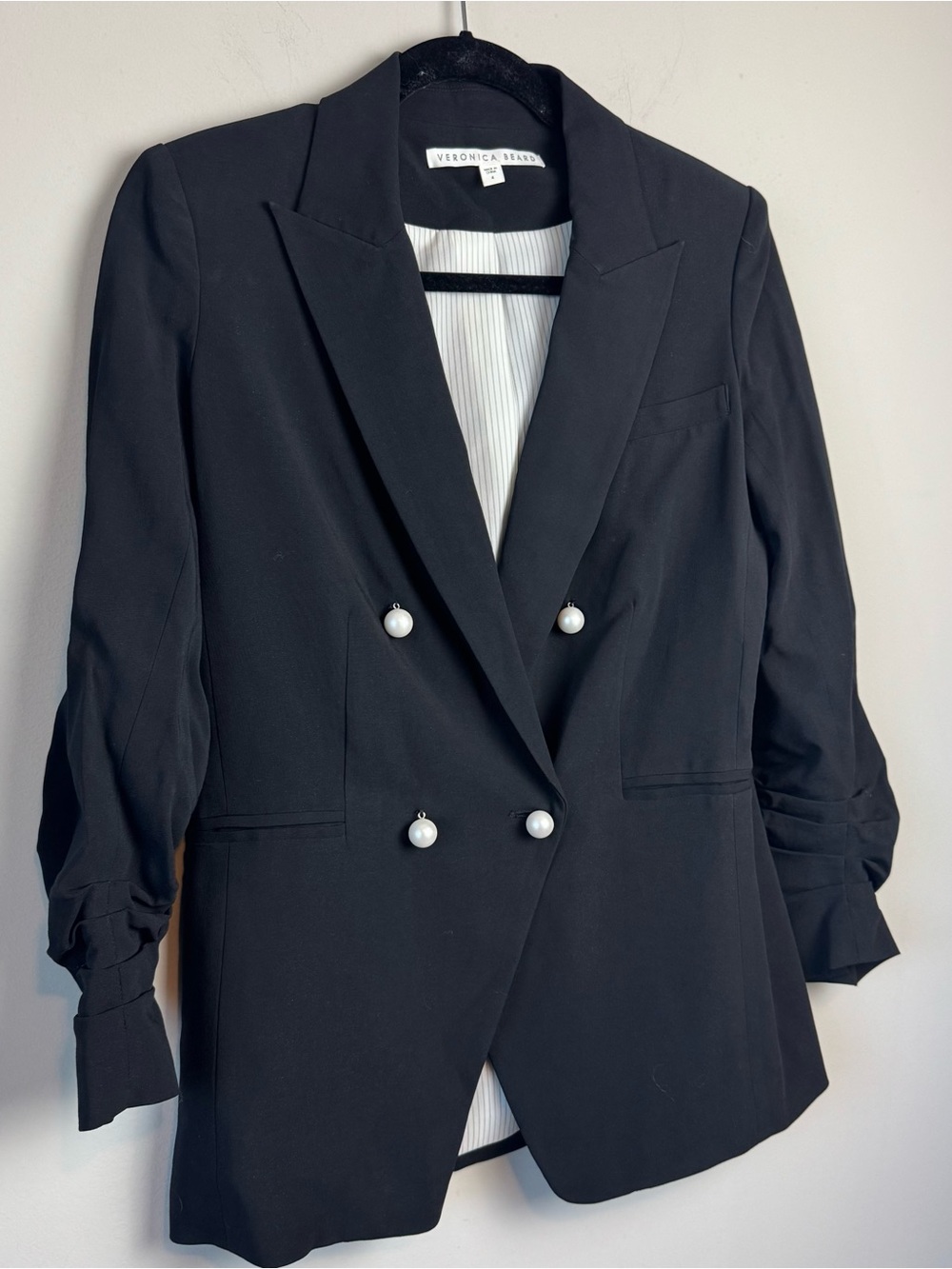 Veronica Beard Whit Pearl Button Double Breasted Blazer 4 - Picture 6 of 11